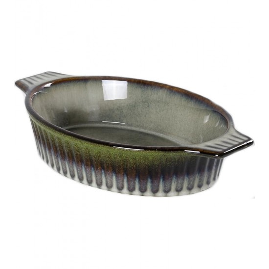 Travessa 31cm 1,4 Litros Oval Mista Em Cerâmica Verde